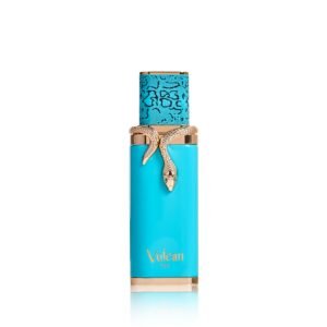 Fragrance World Vulcan Feu, flacon turquoise et coffret